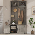 Garvee 77" H Farmhouse Hall Tree with Bench & Shoe Storage, Coat Rack