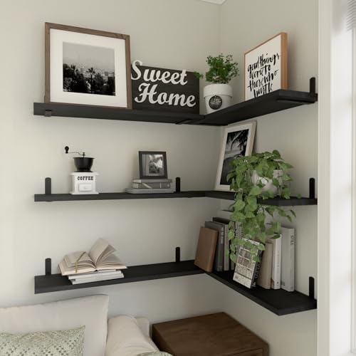 WOPITUES 24'' Long Floating Shelves for Wall Decor & Storage, Black