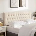 Tufted Upholstered Headboard Queen Size, Adjustable Height 37- 51 in, Beige