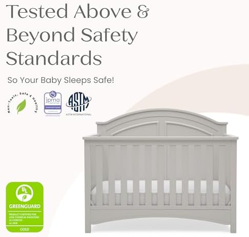 Delta Children Perry 6-in-1 Convertible Crib & Mattress, Moonstruck Grey