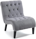 AVAWING Armless Tufted Velvet Accent Chair with Wood Legs, Grey