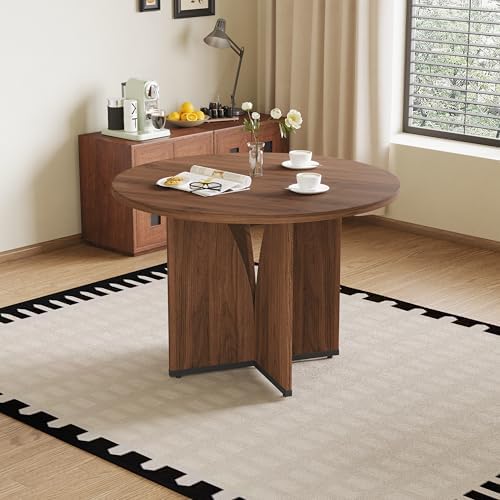 HIPIHOM MDF Round Dining Table 39.4 Inch Modern Minimalist Kitchen Table | V-Leg Sturdy Home Dining Table | Small Apartment Round Table for 4-6 People | Scratch & Water Resistant Easy-Clean Surface