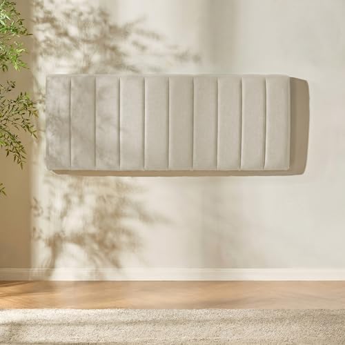 Nestl Upholstered King Headboard - Easy Assemble Channel Stitched Headboard King Size Bed - Wall Mounted Headboards with 3D Soundproof Wall Panels Peel & Stick Floating Headboards, Linen