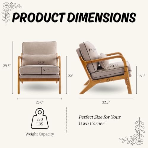 Karl home Mid-Century Modern Accent Reading Chair, Khaki
