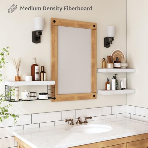 QEEIG Bathroom Shelves Over Toilet Wall (White and Black, Set of 3, 15.7")