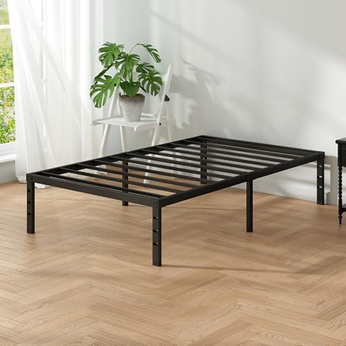 Metal Platform Bed Frame Twin Size, 14 Inch Height with Heavy Duty Steel Support, No Box Spring Needed, Easy Assembly and Underbed Storage,Black