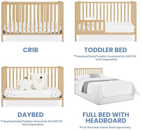 Delta Children Heartland 4-in-1 Convertible Crib & Mattress, Natural