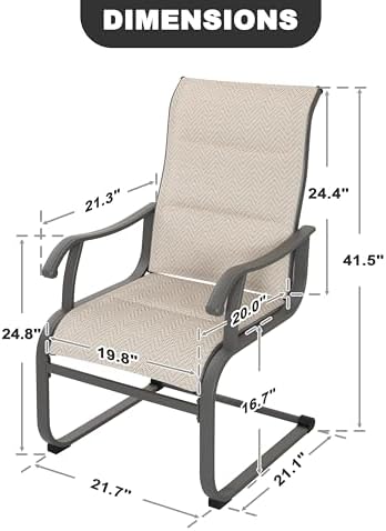 NUU GARDEN Patio Dining Chair Set of 4, Comfortable Outdoor Dining Chairs for Indoors and Outdoors, Breathable Textilene Spring Motion Outdoor Patio Chairs for Backyard Deck, Grayish Beige