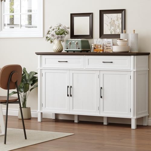 ONBRILL 55 Inch Buffet Cabinet with Storage, Off White