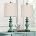PARTPHONER Traditional Table Lamp Set of 2, Rustic Farmhouse Table Lamps for Living Room Bedroom, 22" Bedside Desk Lamps Vintage Nightstand Lamps with Linen Shades, Green