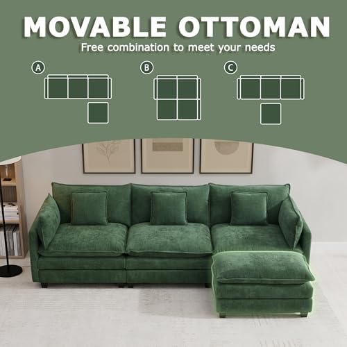 111" Modular Sectional Sofa, L Shaped Cloud Couch with Ottoman