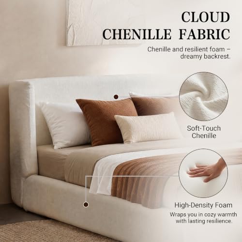 DNYN Queen Cloud Bed Frame with Wingback Headboard and 360° Foam Surround