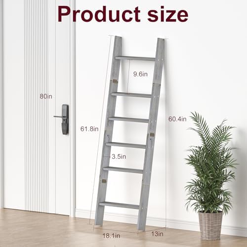 Blanket Ladders for the Living Room, Blanket Holder 6-Tier Grey