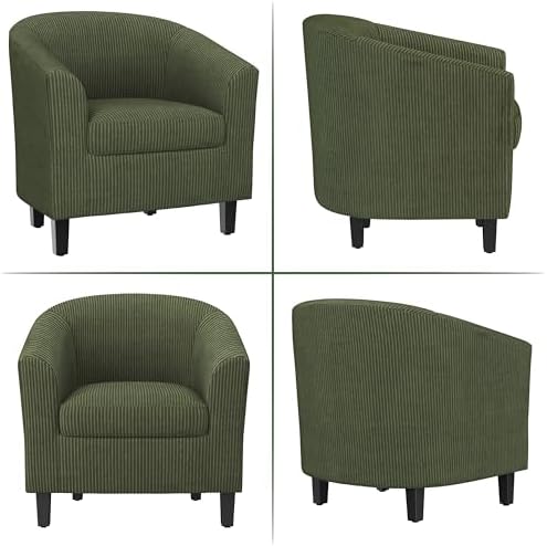 Topeakmart Corduroy Fabric Accent Chair, 300 lb Cap, Dark Green