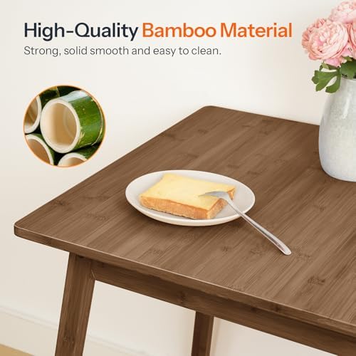 HOOBRO Bamboo Dining Table, Square Dining Table for 2, 27.6" Kitchen Table for Small Space, Writing Table, Easy to Assemble, for Dining Room, Living Room, Office, Kitchen, Apartment, Brown BR70CZ01G1