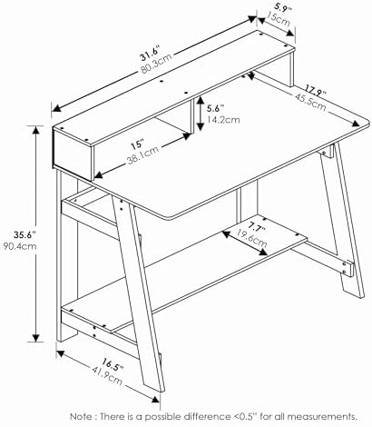 Furinno Simplistic 31-Inch Compact Computer Desk, Black Espresso