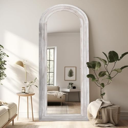 ZHUNFA Arched Full Length Mirror with Solid Wood Frame