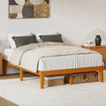 DUMOS 14 Inches Queen Size Wood Platform Bed Frame, Solid Wooden Mattress Foundation with Heavy Duty Wood Slat Support, Sturdy, No Box Spring Needed, Natural Pine