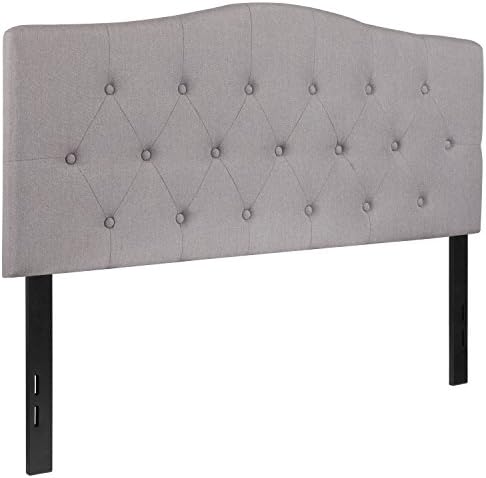 EMMA + OLIVER Light Gray Full Button Tufted Headboard