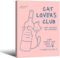 Cute Cat Alcohol Bottle Wall Art Funky Pink and Blue Aesthetic Poster 08x10 inch Framed Cat Lovers Club Canvas Prints Bar Cart Wall Decor for Home Bar Kitchen Bedroom