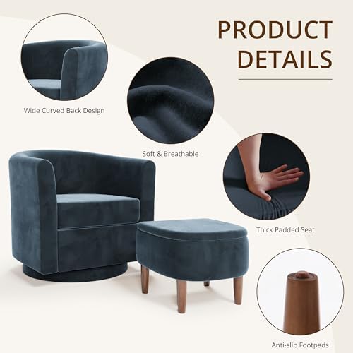 360° Swivel Accent Chair with Storage Ottoman