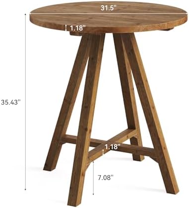 Solid Wood Bar Table, 31.5" Round Pub Bistro Table