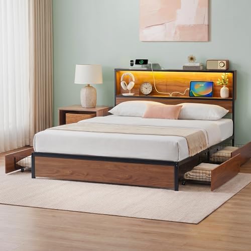 Zinus Kai Platform Bed Frame, Four Underbed Storage Drawers, Queen