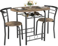 JUMMICO 3-Piece Wooden Round Table & Chair Set (Walnut/Black)