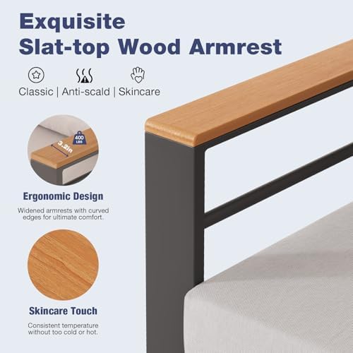 Aoxun Aluminum Patio Furniture Set 2 Seats, Oversized Outdoor Sectional with Washable Thick Cushions,Patio Conversation Sets for Porch, Balcony, Deck
