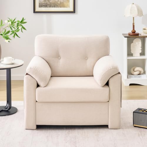 Howjoe Accent Chair for Living Room, Oversized Reading Armchair, Lvory