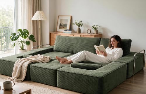 Oversize Convertible Boneless Couch Bed, 103 Inch Corduroy futon Sofa Bed