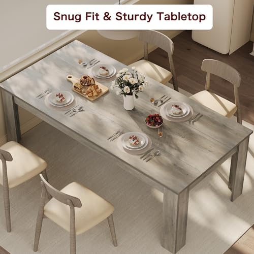 71" Farmhouse Dining Table for 6-8 People, Large Rectangular Kitchen Table, Rustic Wood Dinner Table for Dining Room and Living Room, Sturdy Country Table for 6 to 8, 300 lbs, Rustic Gray