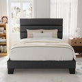 Allewie Twin Size Platform Bed Frame with Fabric Upholstered Headboard Gray