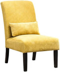 Roundhill Furniture Yellow Pisano Chenille Fabric Armless Contemporary Accent Chair with Matching Kidney Pillow
