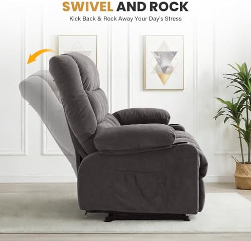BOSMILLER Recliner 3-Seat Sofa with Cup Holders for Living Room, Manual Sofa Recliner with Side Pocket