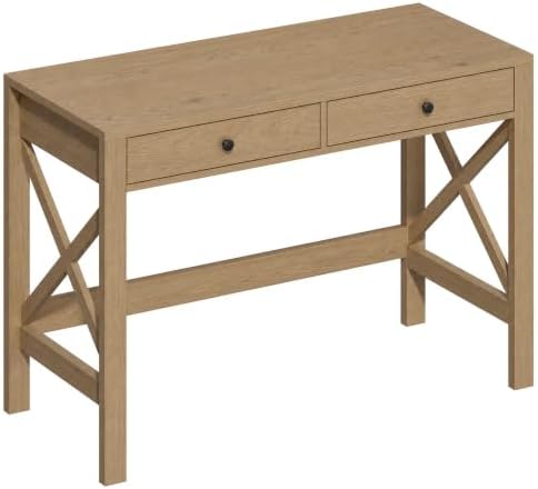 ChooChoo 39.4 Inches Farmhouse Computer Desk with 2 Drawers