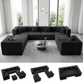 MONVANE Oversized U-Shaped 8 Seat Modular Sectional Sofa, Jet Black