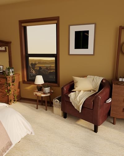 GarveeHome Accent Chair Faux Leather Barrel Chairs Club Armchair with Soft Seat for Living Room Bedroom Reading Waiting Room - Brown