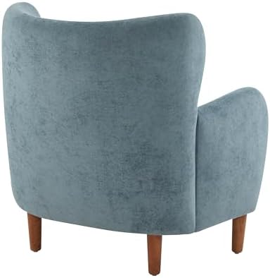 Christopher Knight Home Dolly Mid-Century Modern Velvet Upholstered Wingback Club Chair, Living Room Lounge Chair for Relaxation, Reading Armchair, Solid Wood Living Room Accent Chair, Aqua Blue+Brown