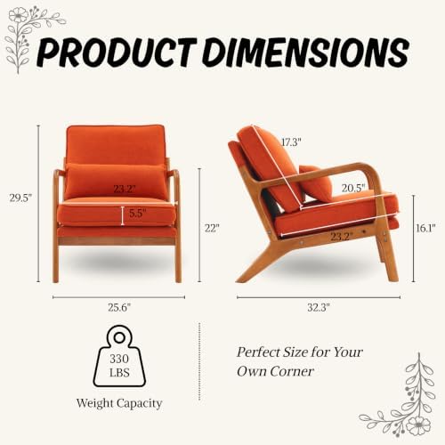 Karl home Mid-Century Modern Accent Reading Chair, Burnt Orange