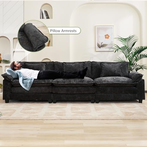 Oprisen 120" Modular Sectional Sofa, Comfy 3 Seater Deep Cloud Couch