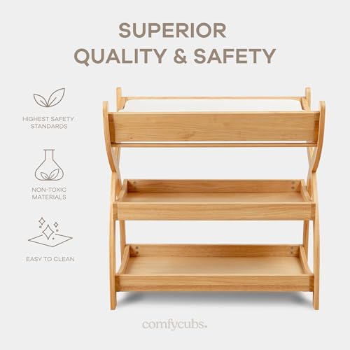 Comfy Cubs Baby Changing Table - Baby Change Table, Natural Wood