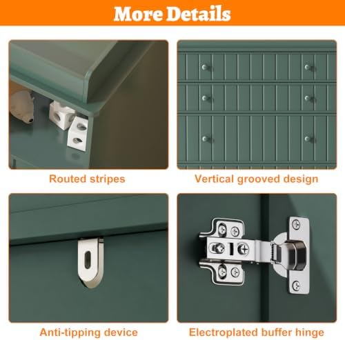 Green Changing Table Dresser with 4 Drawers, Baby Nursery Diaper Table