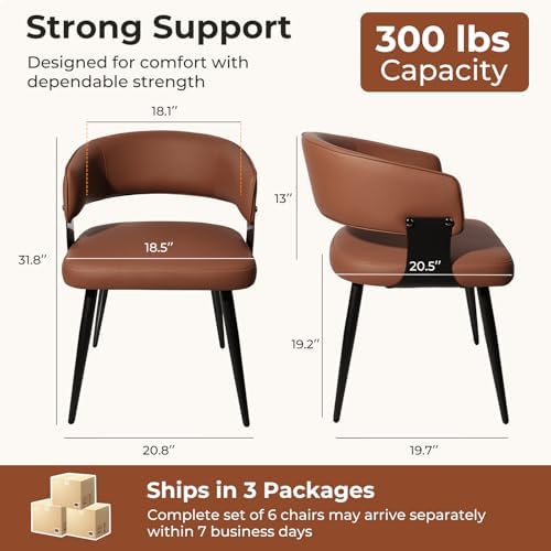 Dining Chairs Set of 6, Modern Faux Leather Kitchen Chairs