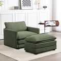 ROWHY 41'' Single Armchair with Ottoman, Modern Corduroy Cloud Couch with Convertible Chaise, Upholstered Sofa Set for Living Room, Green