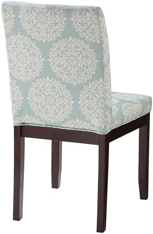 OSP Home Furnishings Dakota Upholstered Parsons Dining Chair with Espresso Finish Wood Legs, Gabrielle Sky