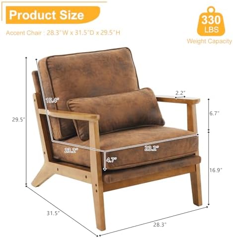 Karl home Mid-Century Lounge Accent Chair, Brown