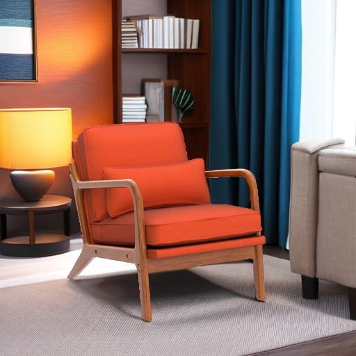 Karl home Mid-Century Modern Accent Reading Chair, Burnt Orange