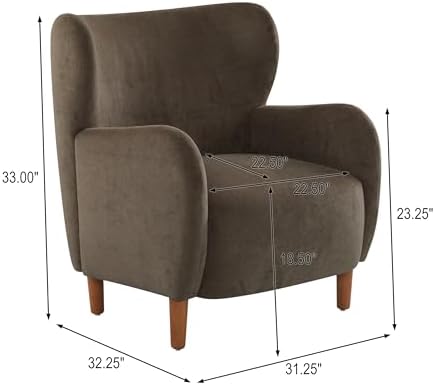 Christopher Knight Home Dolly Mid-Century Modern Velvet Upholstered Wingback Club Chair, Living Room Lounge Chair for Relaxation, Reading Armchair, Solid Wood Living Room Accent Chair, Dark Brown