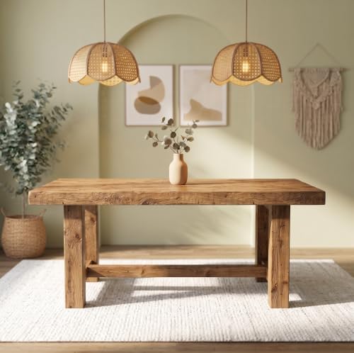 63-Inch Solid Wood Rectangular Dining Table for 4-6 People